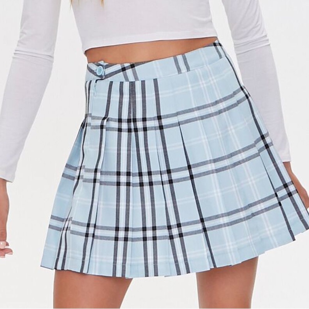 Forever 21 Pleated Blue Mini Skirt